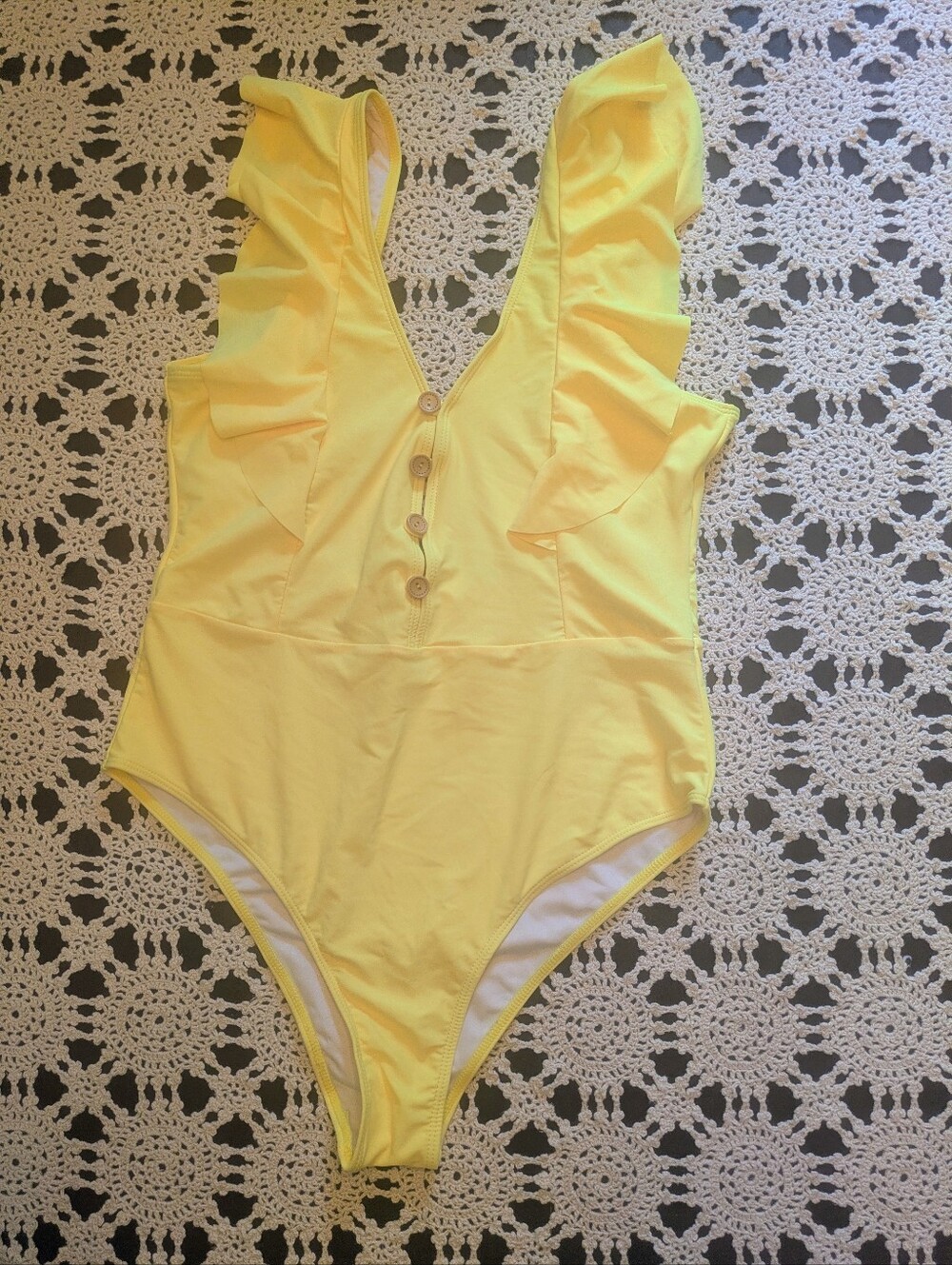 Woman's 1pc Yellow Pinafore Style Swimsuit Sz XL